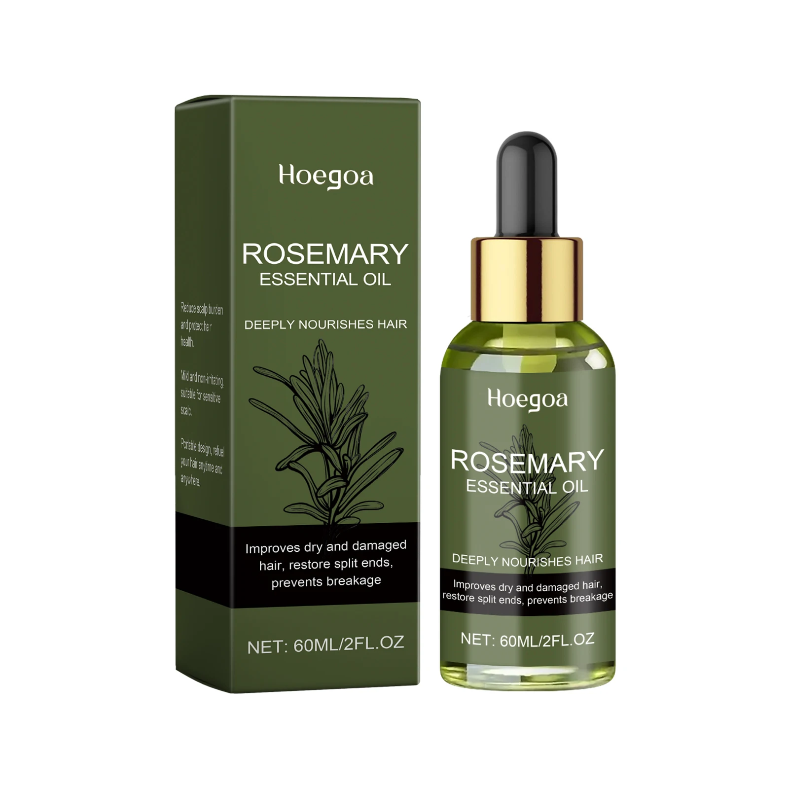 Leave in Rosemary Hair Essential Oil Veganic Boost Volume Strengthen Roots Nourish Dry Splits Massage Aromatherapy Hairs Essence