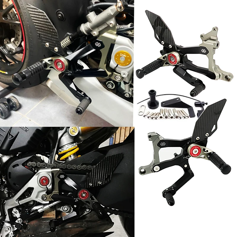 

Motorcycle whole CNC & Carbon fiber Adjustable Rearsets Footpeg Footrest Rear Set Foot For Ducati PANIGALE V4S V4 V4R V4 Special