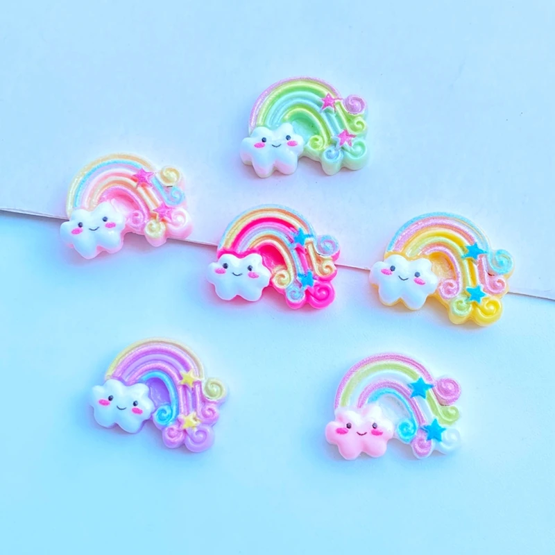 20Pcs New Cute Mini 16*21mm Rainbow Series Flat Back Resin Cabochons Scrapbooking DIY Jewelry Craft Decoration Accessorie