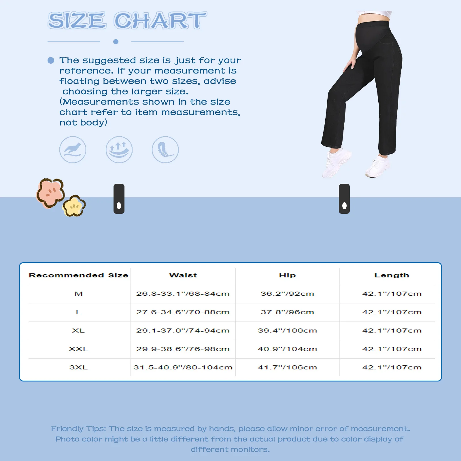 الأمومة الجينز النساء الحوامل الملابس عالية الخصر واسعة الساق الدنيم السراويل مع جيوب البطن دعم السراويل العمل لباس غير رسمي #6