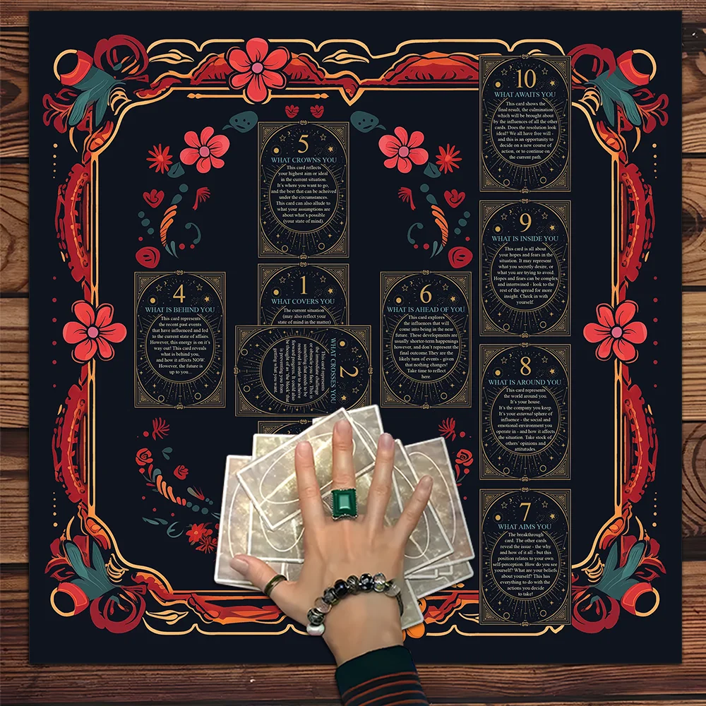 Celtic Cross Altar Cloth Tarot Card Table Cloth Witch Moon Divination Table Cover For Tarot Mat Witchy Gifts Decor Card Pad