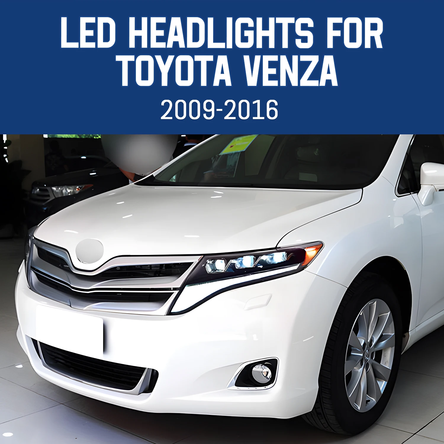 HCMOTIONZ Front Lights  for Toyota Venza 2009-2016 AV10 with Start-up Animation DRL Sequential Signal LEDHead Lamps Assembly