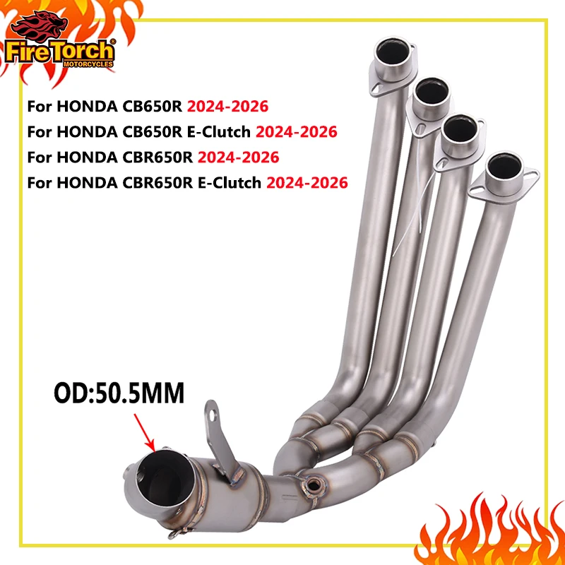 Motorcycle Exhaust Front Middle Link 51MM Pipe Escape Slip On For Honda CB650R E-Clutch CBR650R 2024 2025 2026 Euro 5 Muffler