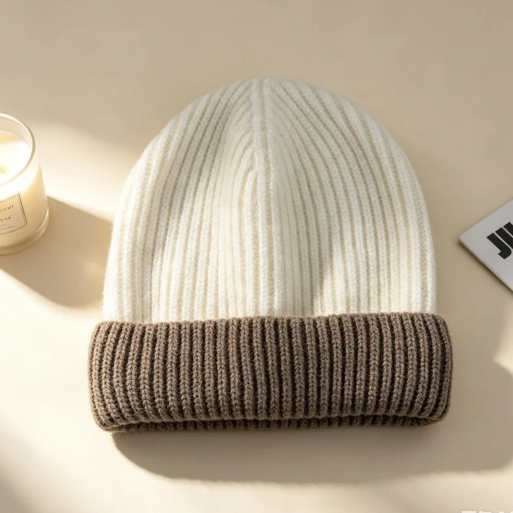 Fashion Splicing Colors Knitted Beanies Cap Thickened Warm Balaclava Caps Cashmere Breathable Ski Beanies Hat Winter Season