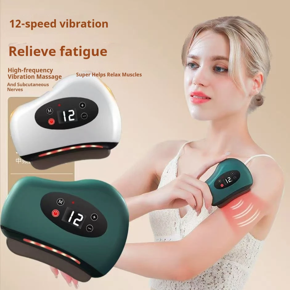 

Bian Stone Electric Gua Sha Massage Device 12 Gear Adjustable Vibration 42 Degree Constant Hot Compress For Facial Body Massage