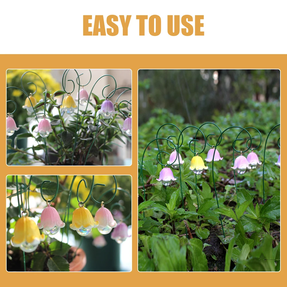 9pcs Artificial chid Garden Stakes Metal Iron Flowers Decor Yard Lawn Outdoor Flower Sticks Realistic Grass L