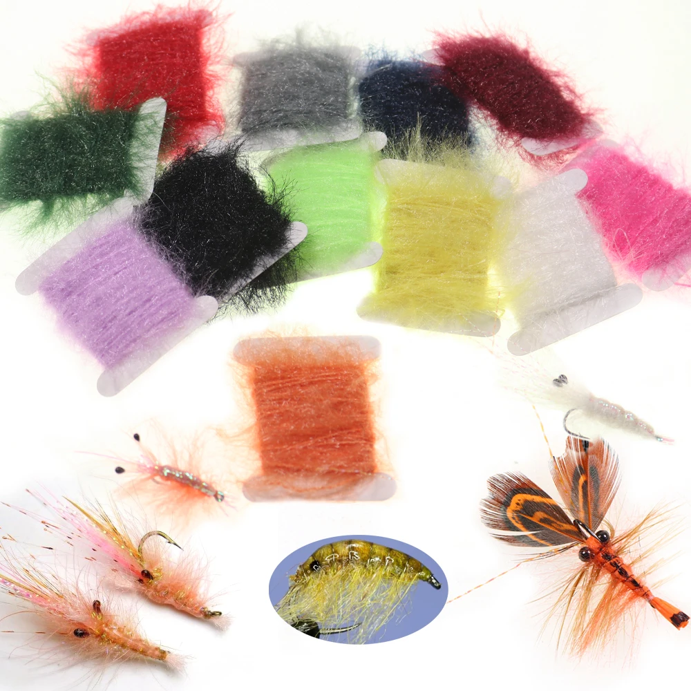 1/2 piezas Hilo de chenilla brillante Ice Dub Dubbing Thread Line para la elaboración de moscas de pesca de agua salada (Nymph, Bugs, Scud, Worm, Slatwater Shrimp, Crayfish) Material para atado de moscas