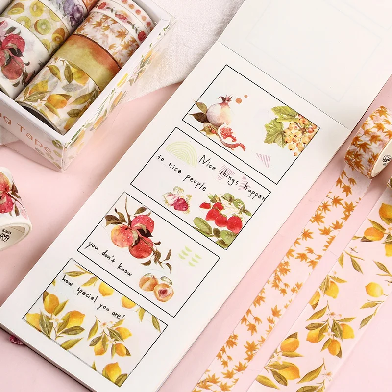 Juego de cinta Washi Kawaii decorativa, pegatinas de papel japonesas, papelería japonesa, suministro para álbum de recortes, 10 unidades por juego