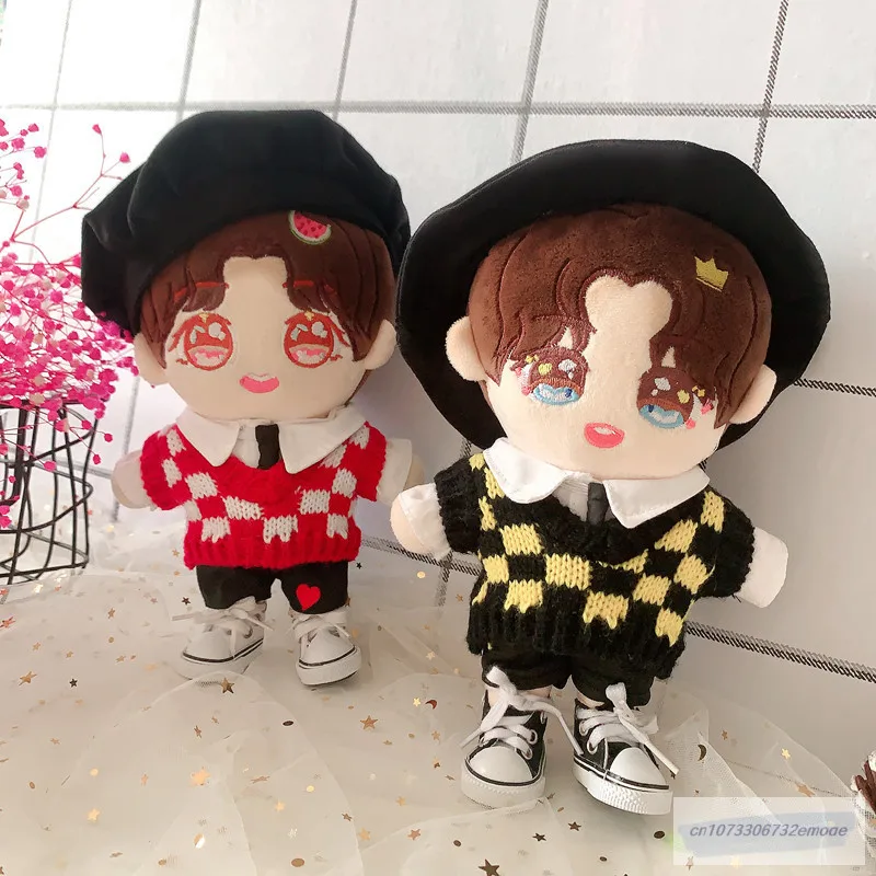 20CM idol Star EXO Doll Dolls Clothes Knitted Sweater necktie pants shoes Vest Fisherman beret hat dolls Accessories toys Gift