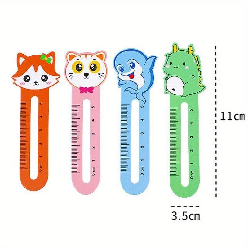 50Pcs/Box Cartoon Animal Bookmark Cute Bear Student Ruler Bookmark Students Supplies