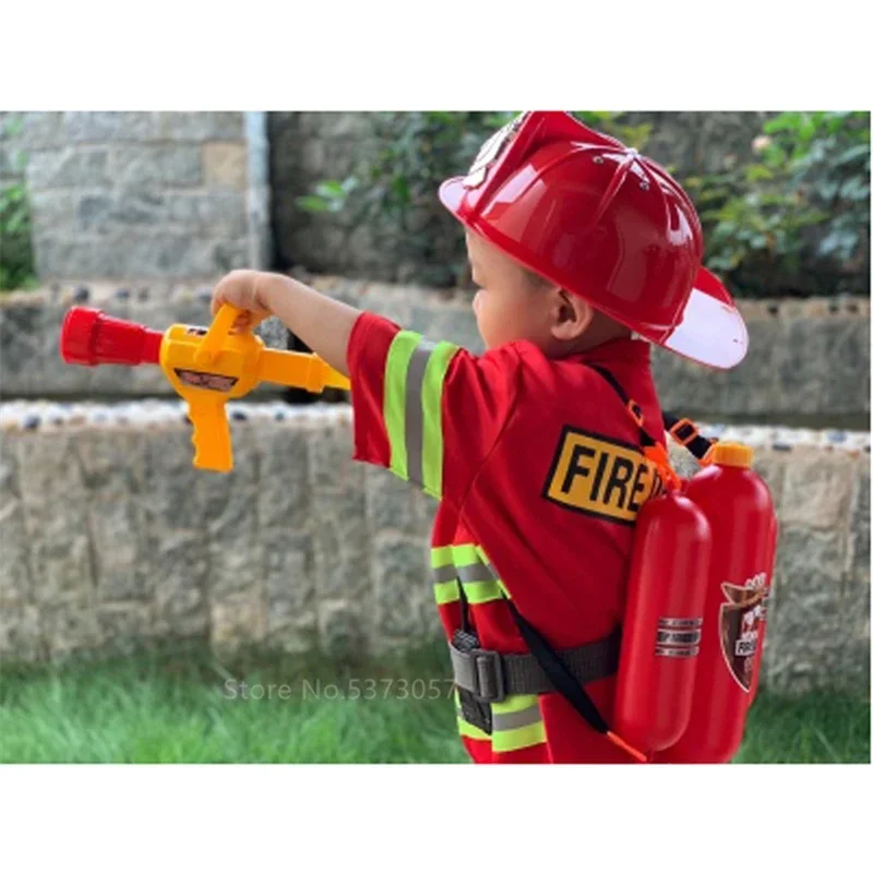 EE01 New Year Halloween Costume for Kid Firefighter Uniform Children Sam Cosplay Fireman Role Play Fancy Clothes Boy Fancy PIo0！