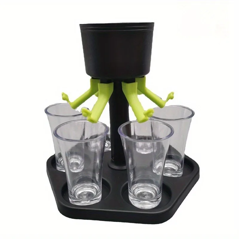 1pc Hexagonal Beverage Dispenser Party Drink Dispenser with Wine Cup Tray, Multiple Shot Glass Holder