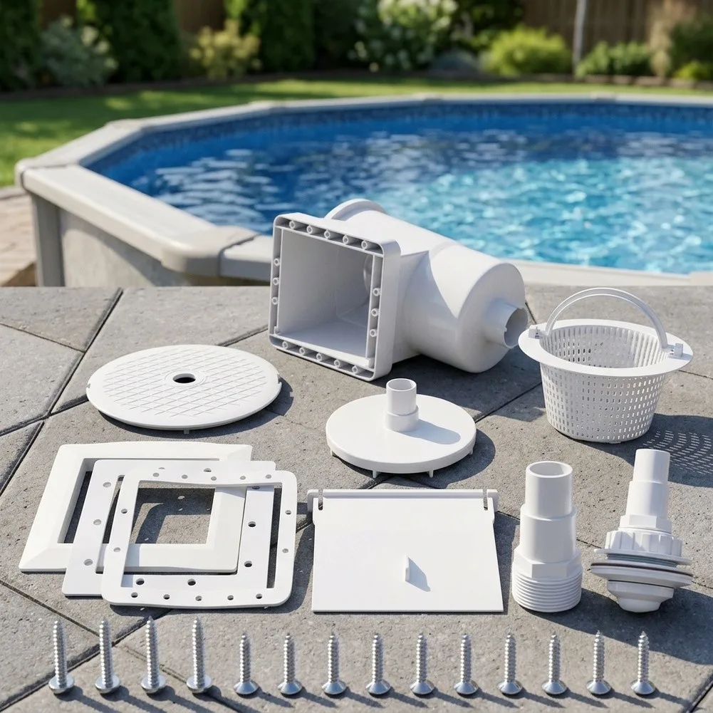 For Durable Plastic Above Ground Pool Skimmer Kit Easy Install Includes for All Necessary Components for Efficient Water Flow