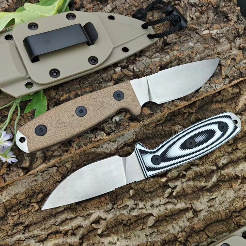 

Serrated Spine Design Fixed Blade Knife Outdoor Hunting G10 Handle Utility Straight Knives with K Sheath Portable Camping Tools