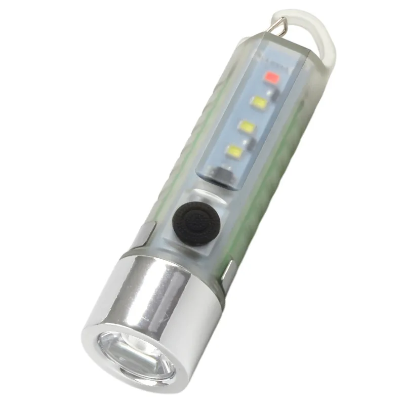 Cross-border LED Glowing Outdoor Mini Flashlight with Type-C Charging, High Brightness, Ultra-light, Portable Keychain Light