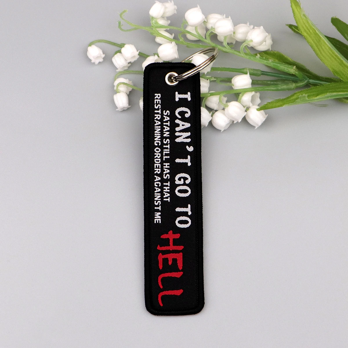 Quote Phrase Words Embroidery Key Fob Balck Keyring For Cars Backpack Chaveiro Keychain Fashion Gifts for Men Women Accessories view 3
