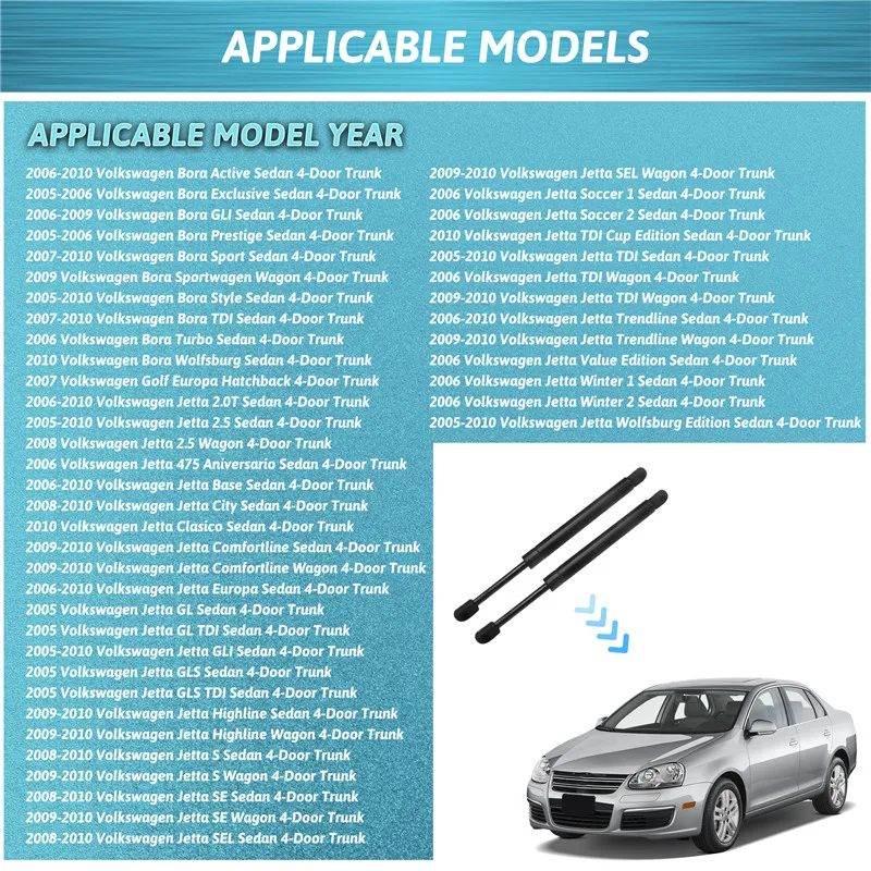 2 Pcs Rear Trunk Lift Support Struts Shocks - Compatible with 2005 - 2010 For Volkswagen Jetta 6430, Car Accessories Replacement