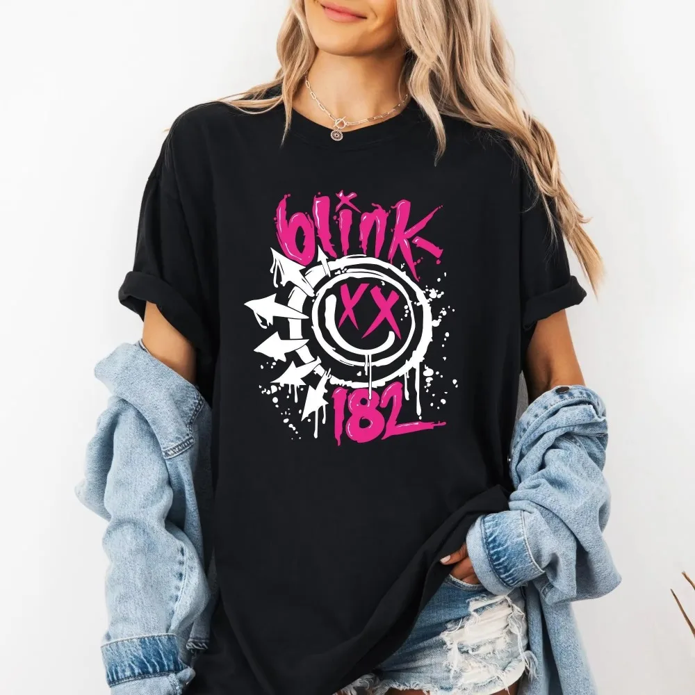 2026 New Blink 182 Vintage Print T Shirt Men Women Summer Cotton Breathable Oversized Short Sleeve Casual Punk Streetwear Tops