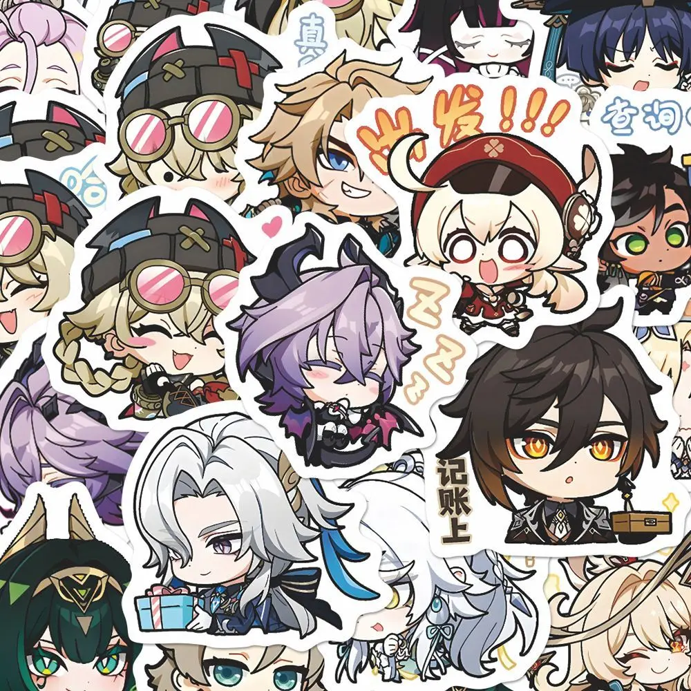 64PCS Adesivos de Anime Genshin Impact Moon Maiden, Decalques de Graffiti para Capacete, Skateboard, Laptop e Motocicleta
