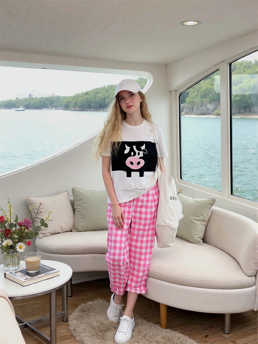 กางเกงผู้หญิง ดีไซน์หรูหรา สีฟ้าชมพู แต่งระบาย ดีเทลตกแต่ง ดีไซน์สำหรับงานเลี้ยงกลางคืน งานพิเศษ แฟชั่นทันสมัย สไตล์ OL