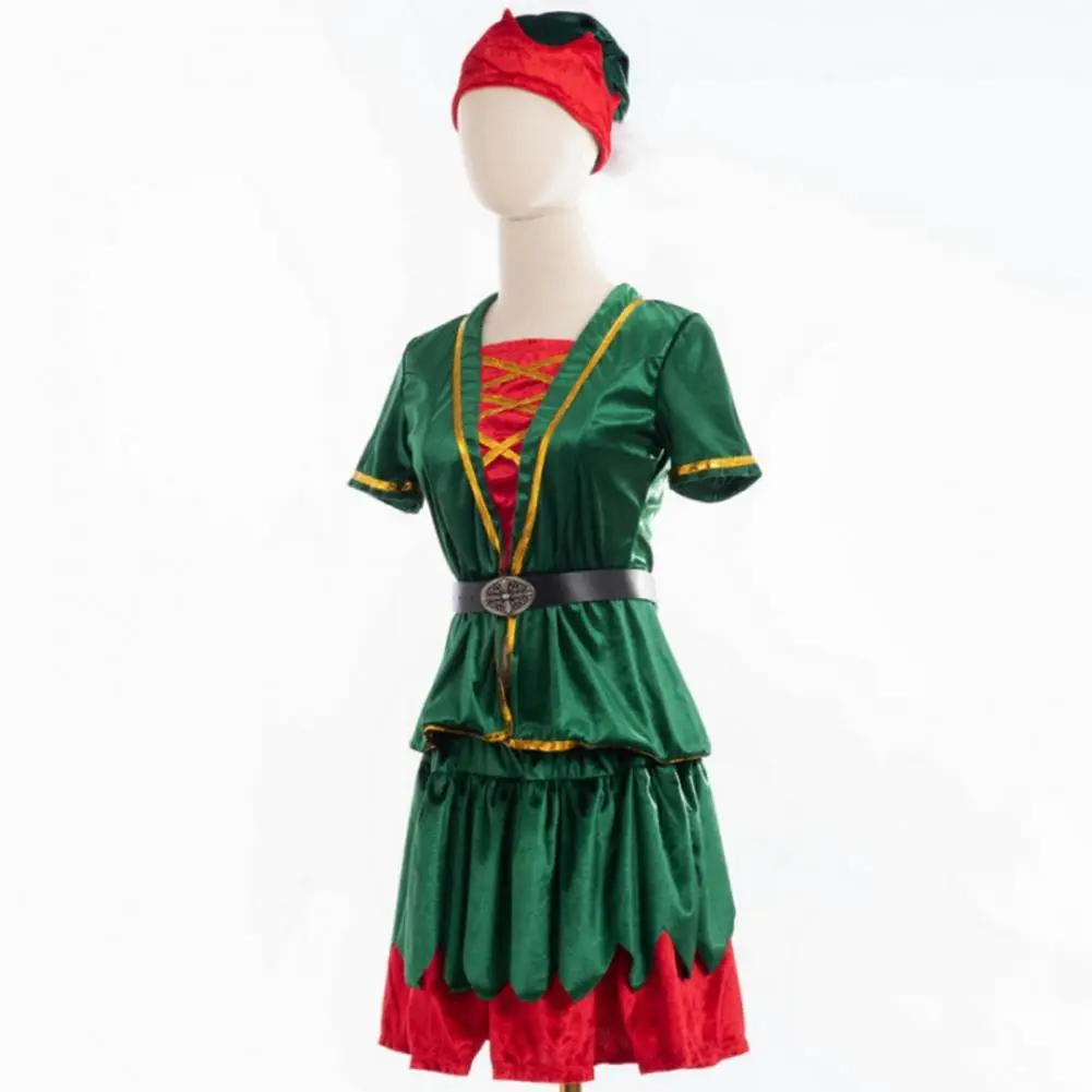 Conjunto de cosplay de Navidad, disfraz festivo de Papá Noel, conjunto para Navidad, fiesta de año nuevo, sombrero, falda superior, pantalones, cinturón, escenario para vacaciones