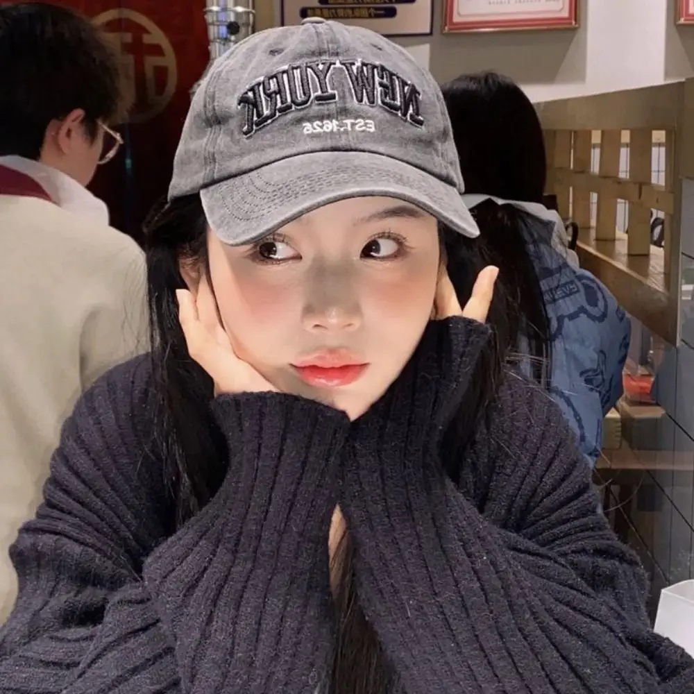 

Cotton New York Baseball Cap Adjustable Letters Sport Duck Tongue Cap Anti-UV Comfortable Letter Embroidery Sun Hats