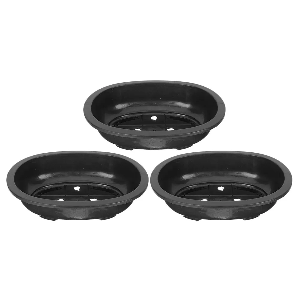 

3pcs Large Oval Plastic Flower Pot Bonsai Planter Garden Balcony Tree Household Succulent Nursery Weather Resistant for Indoor