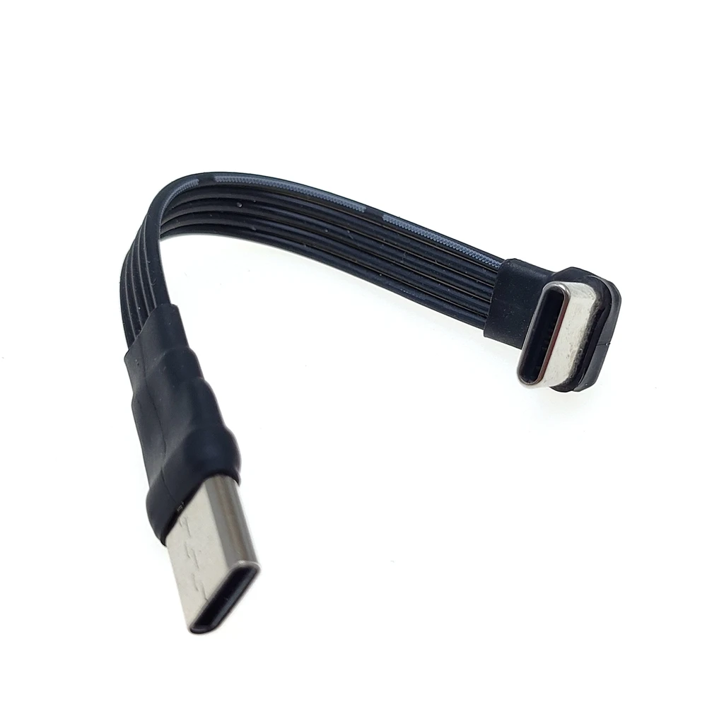 50CM 30CM 20CM 10CM 5CM USB 2.0 Type C to Type C Extension Cable 90° Adapter FPC FPV Band Flat USB C Cable 3A 5CM-100CM