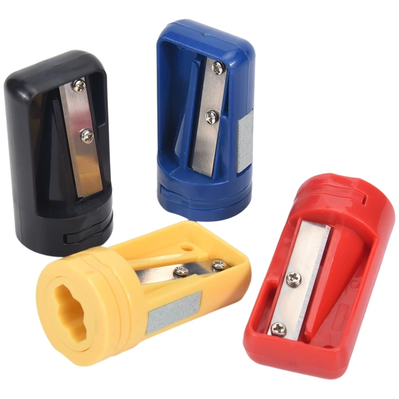 Carpenter Pencil Sharpener- 4 Pack Manual Pencil Sharpener For Flat Carpenter Pencils , Portable Pencil Sharpening Tool