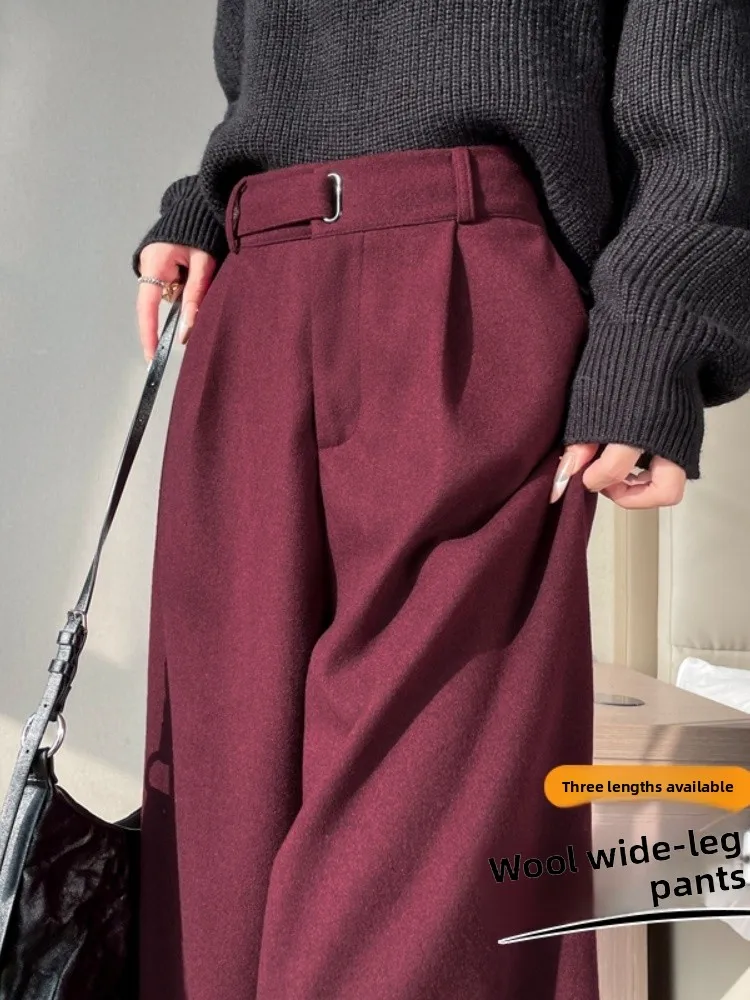 Ankela Red High Waist Straight Leg Suit Pants Women's Autumn Winter New Sle Narrow Wide Leg Trousers Casual Commute Sle