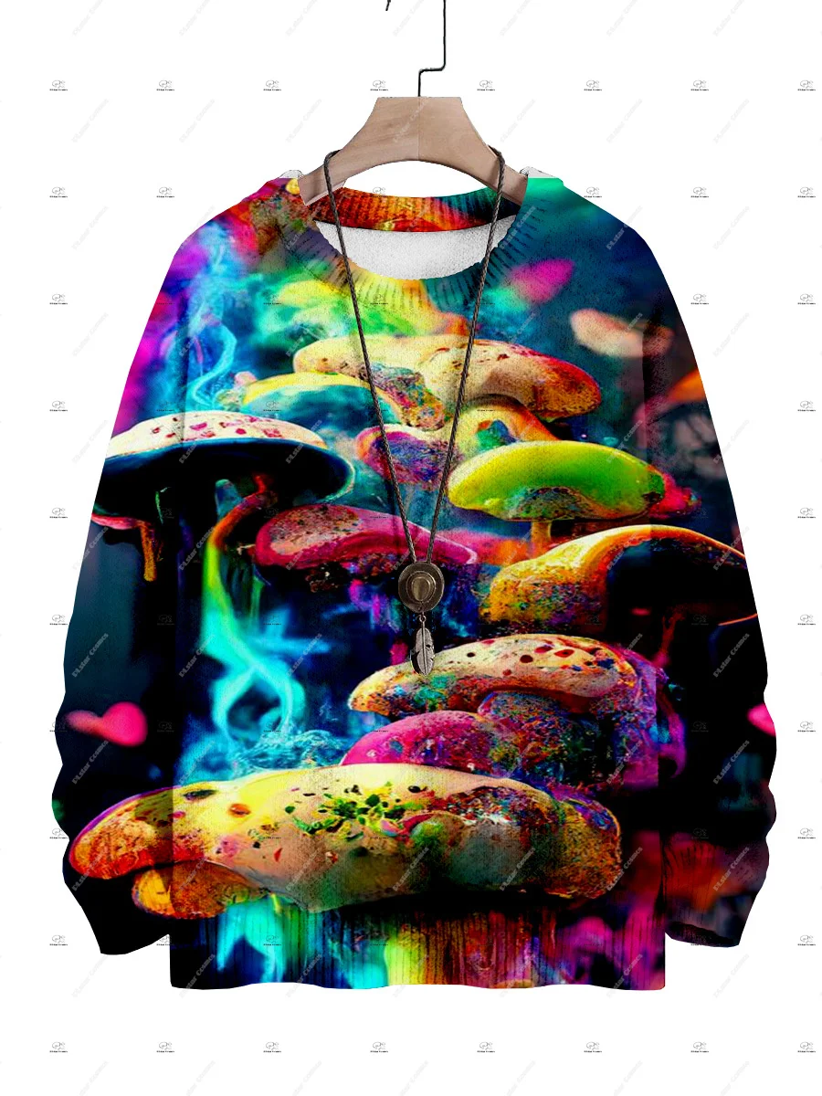 Christmas Cartoon Mushroom Pet Skull Sweater Graffiti Retro Vintage 3DPrint Pullover Harajuku Casual Unisex Winter Streetwear A6