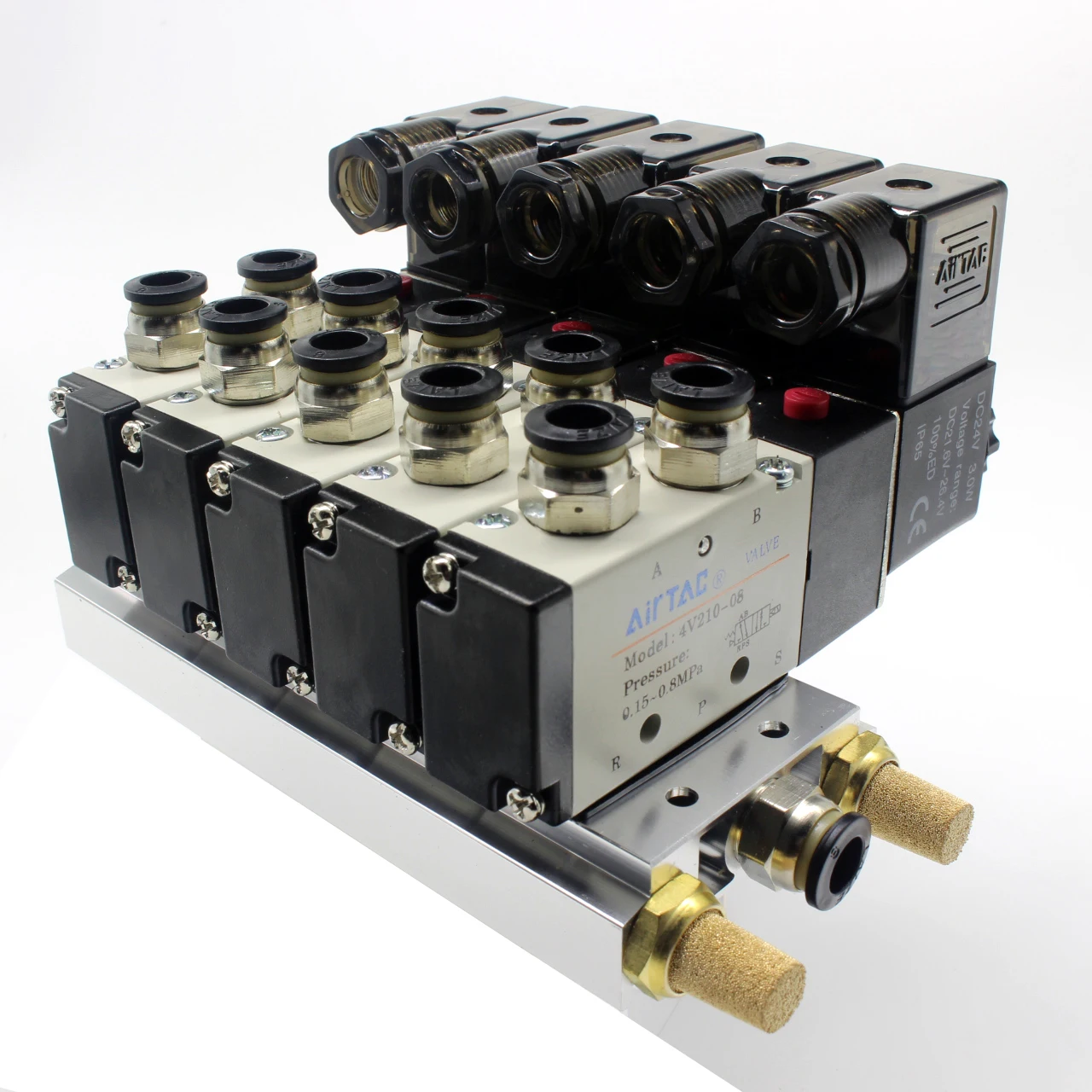 

Solenoid Valve Multi-way Combination 4V210-08 Manifold Stations DC12V 24V AC220V with Fittings 5 Port 2 Position Solenoid Valves