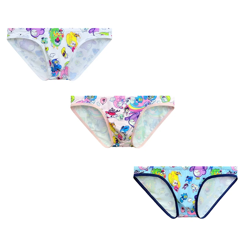 3pcs Sexy Men Trunks Thongs Graffiti Printing Underwear G-string Bikini Swim Briefs Swimsuit Quick Dry Beach Shorts Swimwear