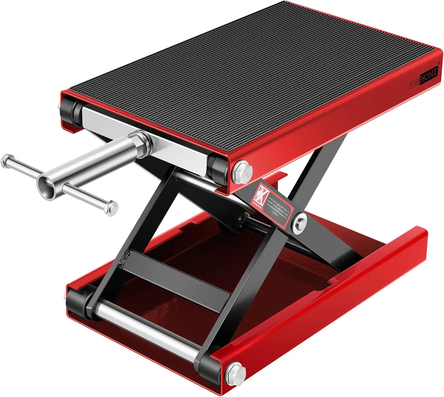 

Heavy-Duty Motorcycle Lift Scissor Jack, Adjustable Height Wide Deck Hoist Stand for Cruiser Dirt Bike ATV - Red