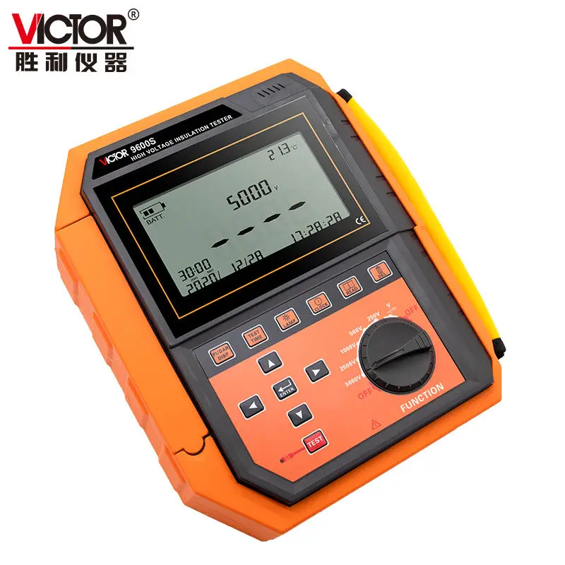 VICTOR 9600S 4-digit LCD display 250V 500V 1KV 2.5KV 5KV  AC DC 10mA USB Digital High Voltage Insulation Resistance Teste