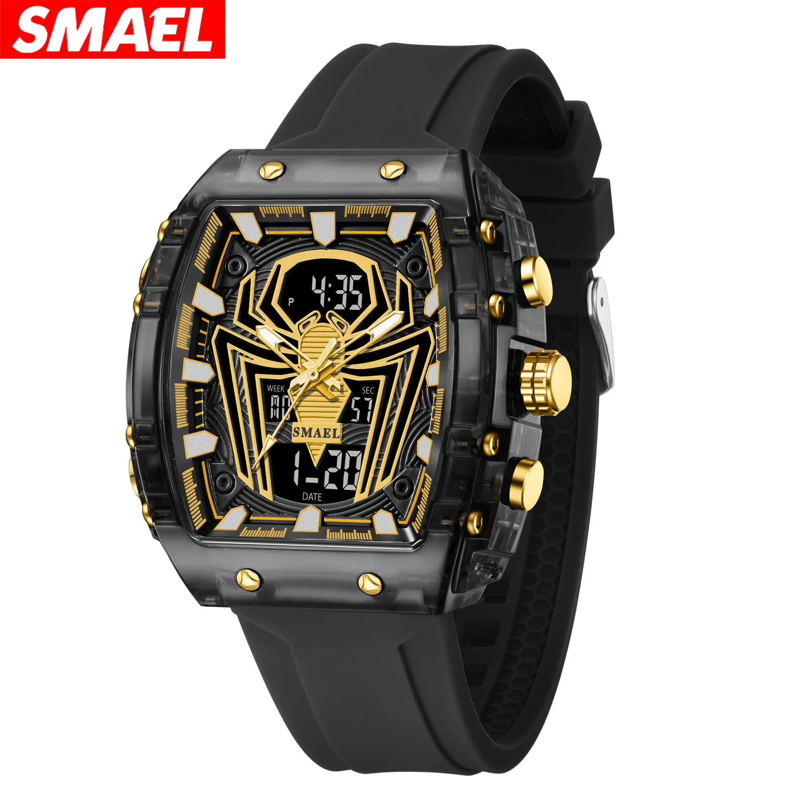 SMAEL 8116 New Men's Watch 50M Waterproof Dual Display LED Night Light Leisure Student Electronic Watch Multifunctional Sports