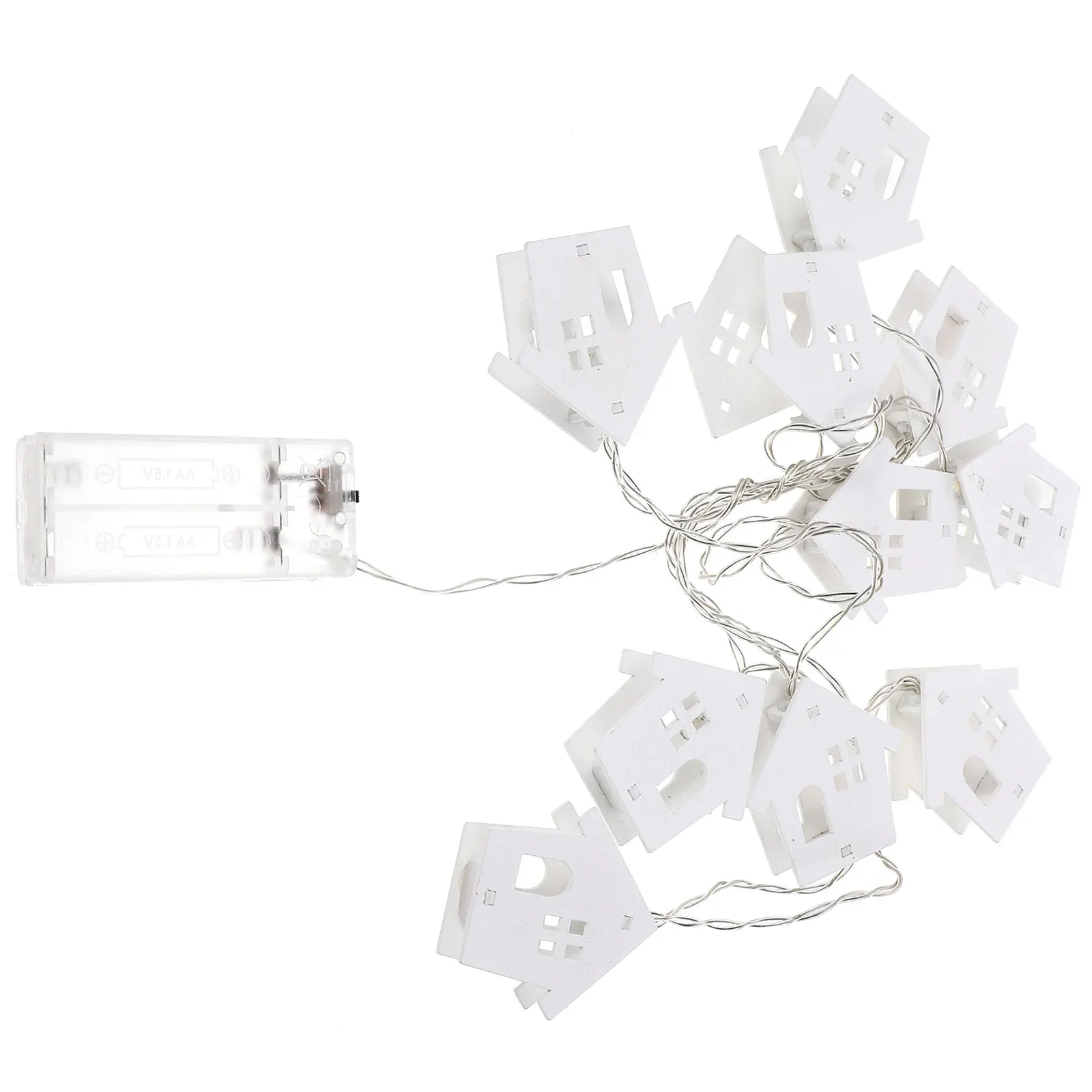

Wooden LED Snowflake Cabin Shape String Lights for Xmas Tree Party Wedding Outdoor Fairy Lights Operated Decorative
