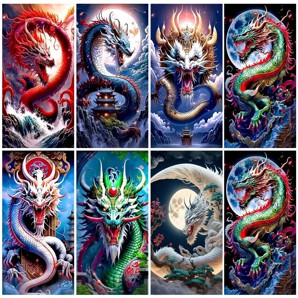 Fantasy Chinoiserie Dragon Poster diamond embroidery Living Room Decor Mythic Chinese Zodiac full diamond Painting Animal