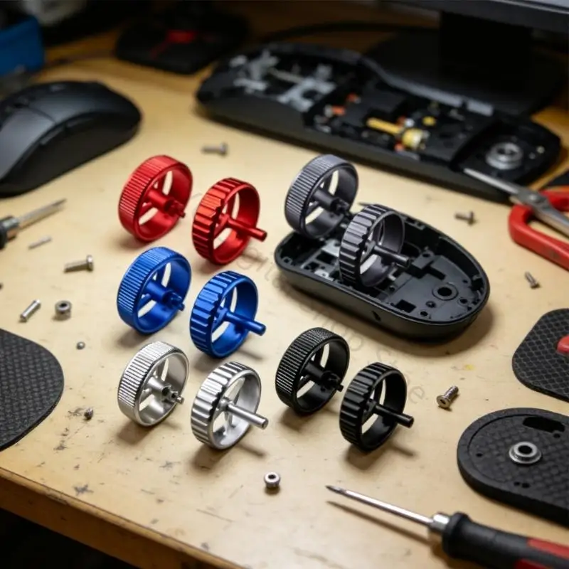 96BA Replacement Mouse Wheel for Thunderobot ML901, ML903, and ML103, All-Metal Construction with Anodized Finish and Ridges