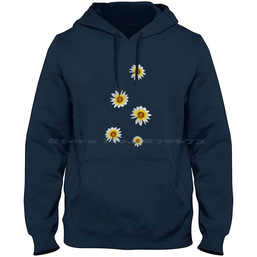 Daisies 100% Cotton Hoodie T Shirt Flowers Yellow White Patterns Black Cute Delicate Orange Plants Nature Daisies