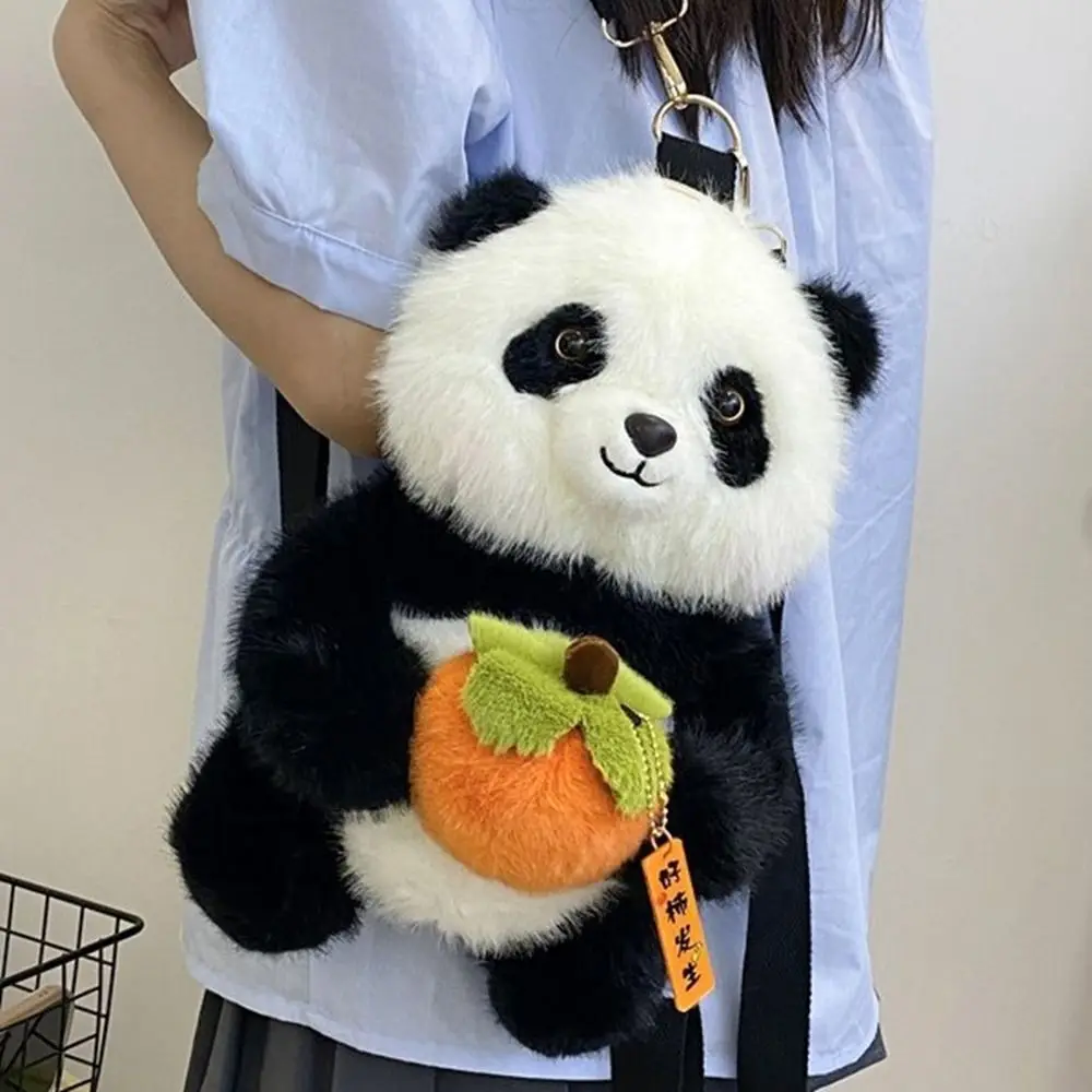 Brinquedo de pelúcia panda crossbody saco bonito flor panda mochilas kawaii ajustável boneca de pelúcia mochilas jardim de infância