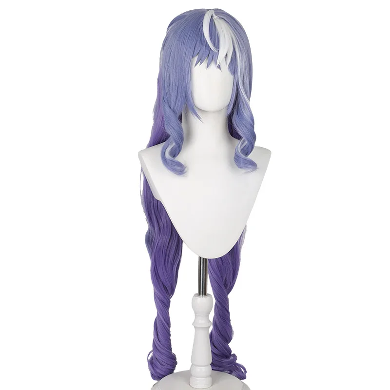 "Parrucca cosplay Absolute Zero Vivian Capelli lunghi viola con riccioli romani e frangia soffice Parrucca superiore del cuoio capelluto a copertura totale"