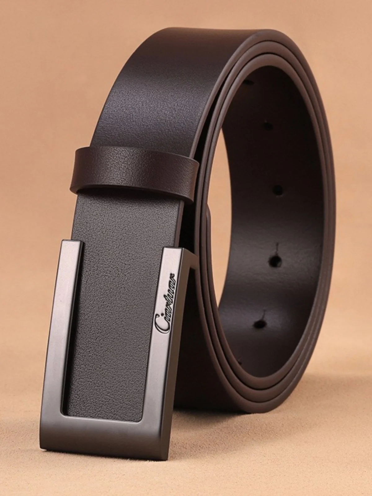 カジュアルビジネスレザーベルトメンズトレンディオールマッチトップレイヤーピュアカーフスキンスムースバックルパンツウエストベルトハイエンドギフト
