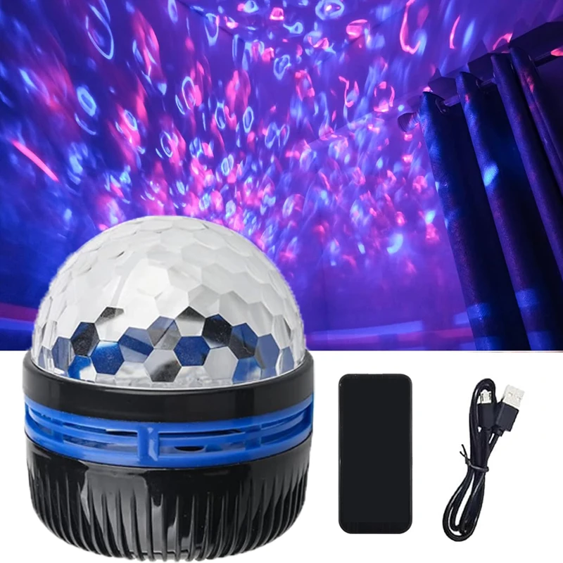 Projektor gwiazdowy Aurora LED USB Lampki nocne 360° ° Obrotowe oświetlenie Zdalne sterowanie Fala oceanu Światło północne do sypialni Party KTV