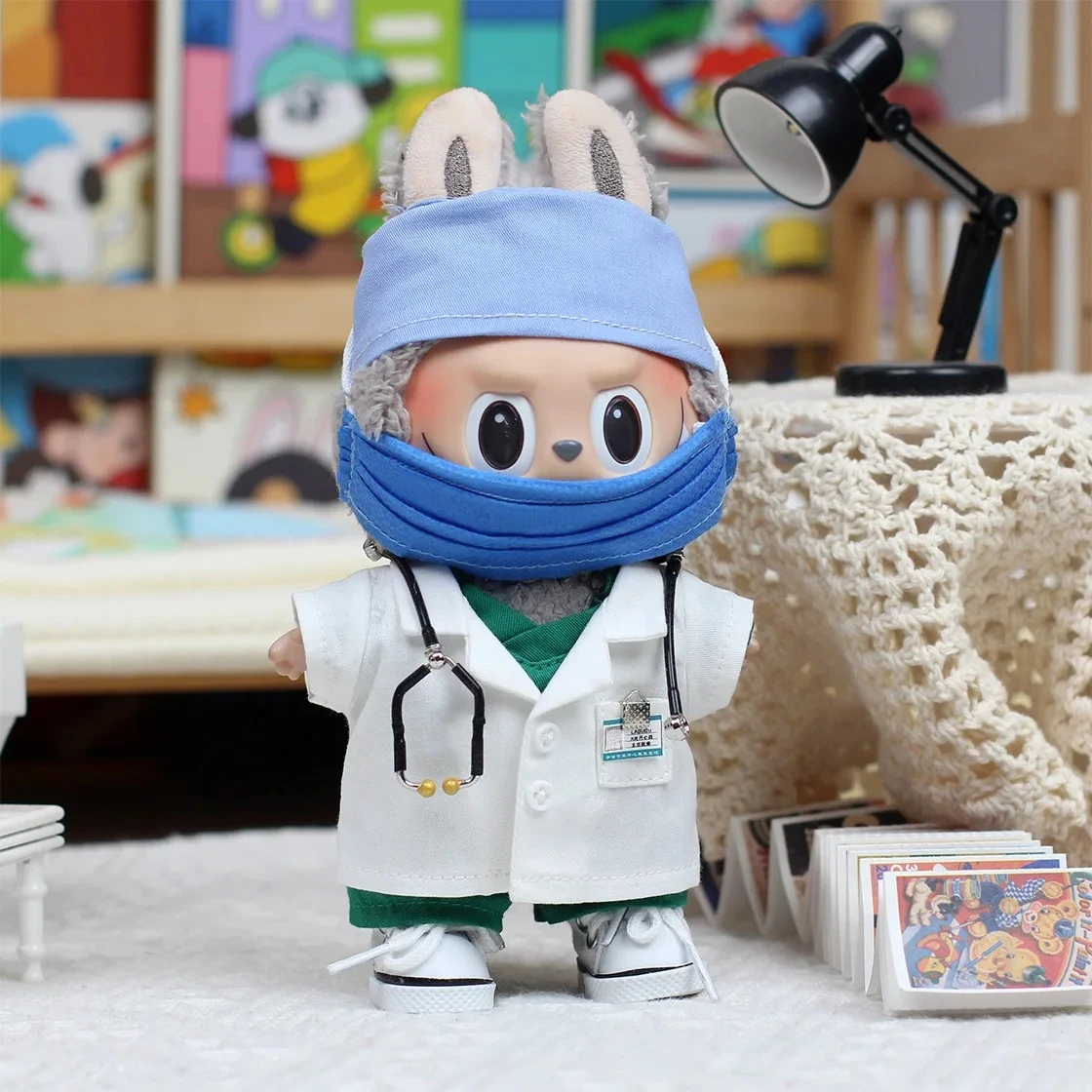 Vêtements de médecin Labubu de 17cm, accessoires de poupée de génération V1/V2/V3, vêtements d'infirmière, costume, vêtements de jeu de rôle mignons, jouets