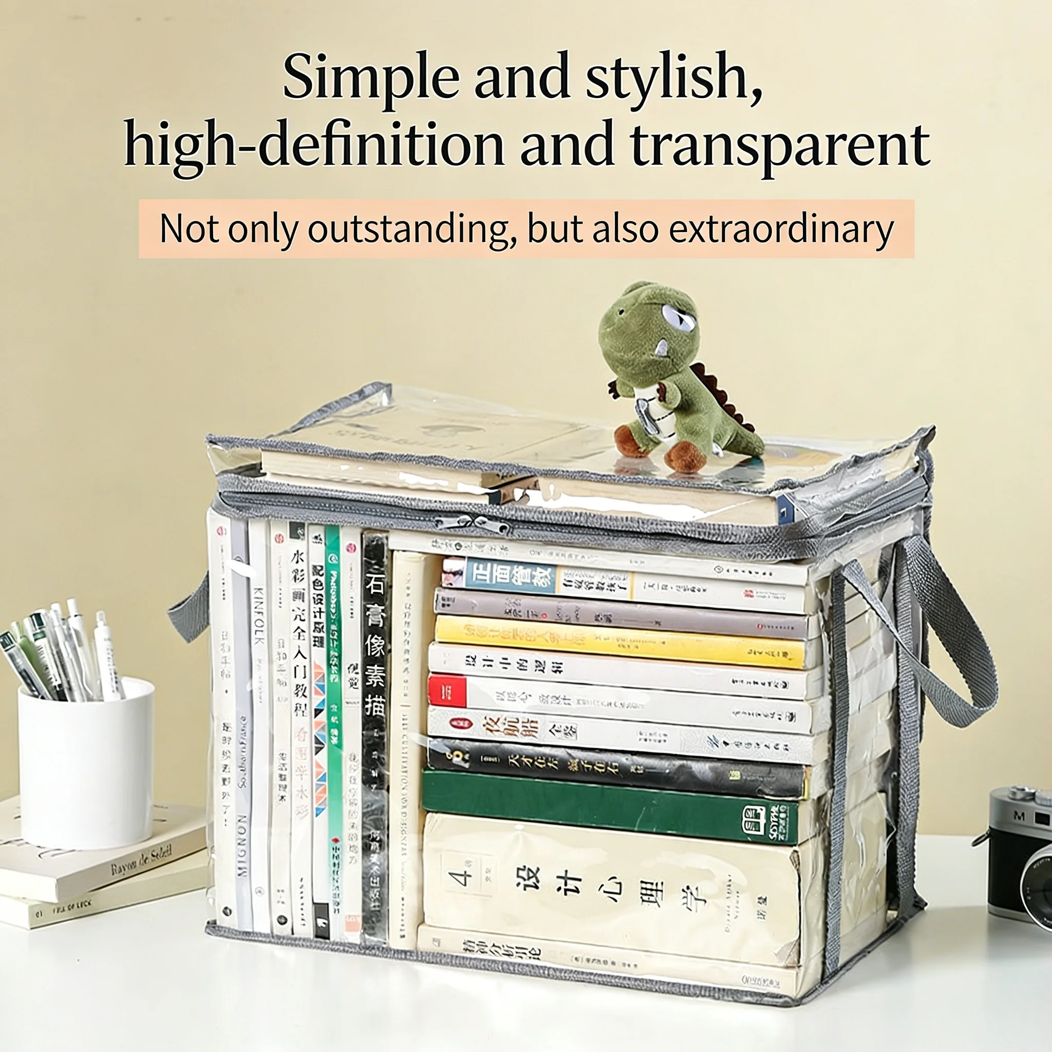 Foldable Book Box Student Dormitory Classroom Book Organizer Transparent Waterproof Household Book Organizing Storage Box