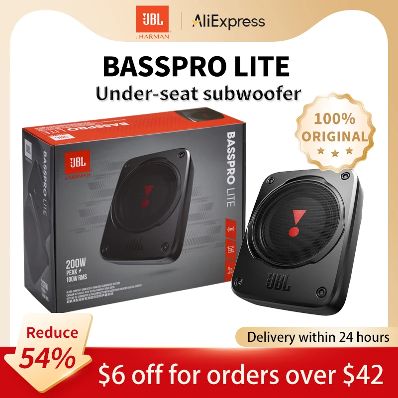 Jbl subwoofer de áudio para carro, 160w, estéreo ativo, pesado, alumínio fundido, 6.5cm de espessura, montado sob o assento