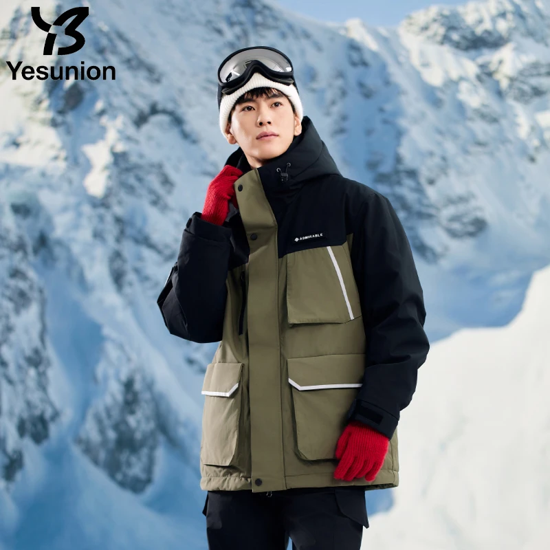 YESUNION Unisex-Daunenjacke für den Außenbereich, winddicht, wärmend, Arbeitskleidung, Bergsteigermantel, Damen-Windjacke, lässige, lockere Passform