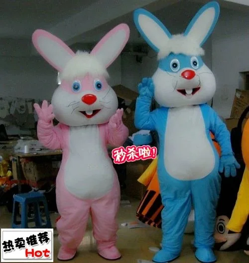 New Adult Both Pink And Blue Easter Rabbit Bunny Mascot Costume Halloween Christmas Dress Full Body Props Outfit Mascot Costume