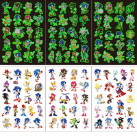 NightGlow Hedgehog Sonic Disposable Tattoo Stickers Kids Temporary Tattoos Birthday Party Water Transfer Tattoos